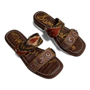 Sam Edelman Hera Orange Brown Southwestern Slide Sandals 7M EU 37